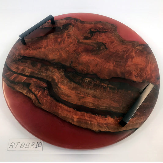 Mallee Burl Cinnamon Black Handle Serving Tray Designs by David G